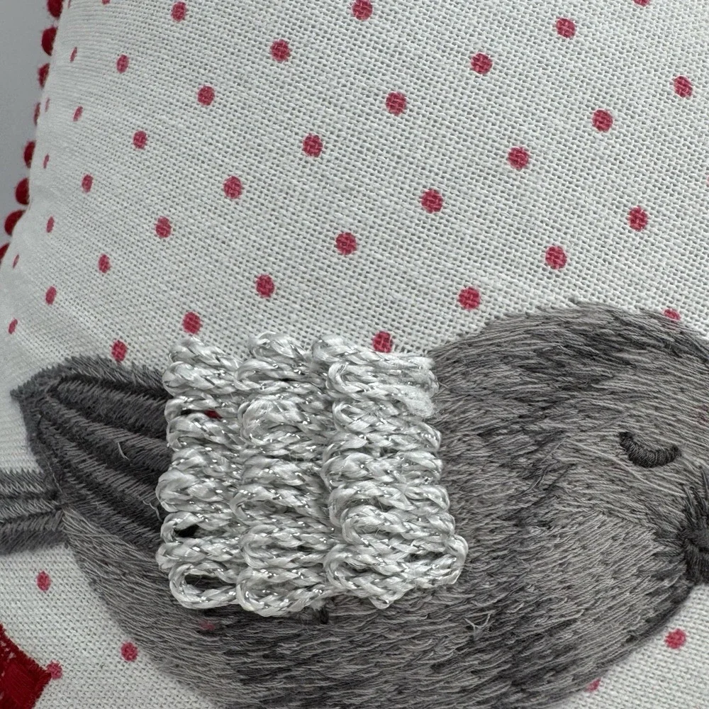 NWT Love Birds Throw Pillow Embroidered Throw Accent Toss Textured Decor
